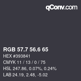 カラーコード: RGB 57.7 56.6 65 | qconv.com