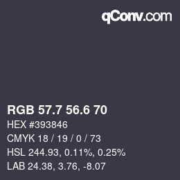 カラーコード: RGB 57.7 56.6 70 | qconv.com