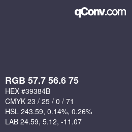 カラーコード: RGB 57.7 56.6 75 | qconv.com