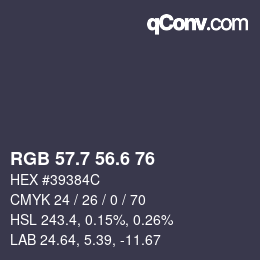 カラーコード: RGB 57.7 56.6 76 | qconv.com