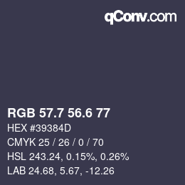 カラーコード: RGB 57.7 56.6 77 | qconv.com