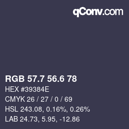 カラーコード: RGB 57.7 56.6 78 | qconv.com
