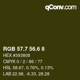 カラーコード: RGB 57.7 56.6 8 | qconv.com