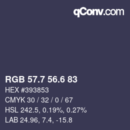 カラーコード: RGB 57.7 56.6 83 | qconv.com
