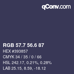 カラーコード: RGB 57.7 56.6 87 | qconv.com