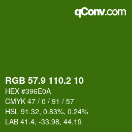 カラーコード: RGB 57.9 110.2 10 | qconv.com