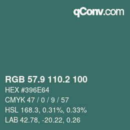 カラーコード: RGB 57.9 110.2 100 | qconv.com
