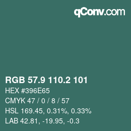 Color code: RGB 57.9 110.2 101 | qconv.com