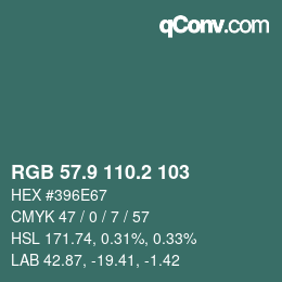 Color code: RGB 57.9 110.2 103 | qconv.com