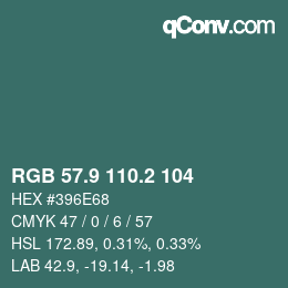 Color code: RGB 57.9 110.2 104 | qconv.com