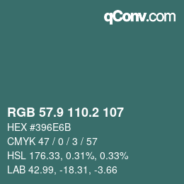 カラーコード: RGB 57.9 110.2 107 | qconv.com