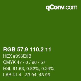 カラーコード: RGB 57.9 110.2 11 | qconv.com