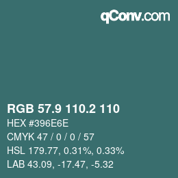 カラーコード: RGB 57.9 110.2 110 | qconv.com