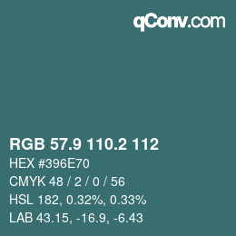 Color code: RGB 57.9 110.2 112 | qconv.com