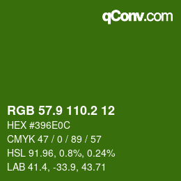 カラーコード: RGB 57.9 110.2 12 | qconv.com
