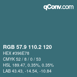 Color code: RGB 57.9 110.2 120 | qconv.com
