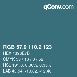 Color code: RGB 57.9 110.2 123 | qconv.com