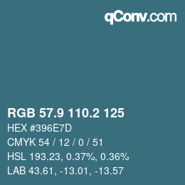 カラーコード: RGB 57.9 110.2 125 | qconv.com