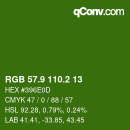 カラーコード: RGB 57.9 110.2 13 | qconv.com