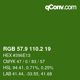 カラーコード: RGB 57.9 110.2 19 | qconv.com