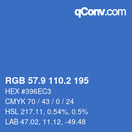 カラーコード: RGB 57.9 110.2 195 | qconv.com