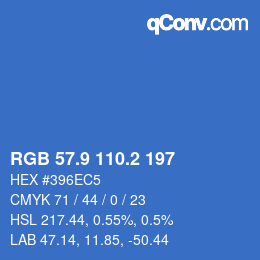 カラーコード: RGB 57.9 110.2 197 | qconv.com