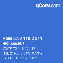 Código de color: RGB 57.9 110.2 211 | qconv.com