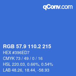 カラーコード: RGB 57.9 110.2 215 | qconv.com