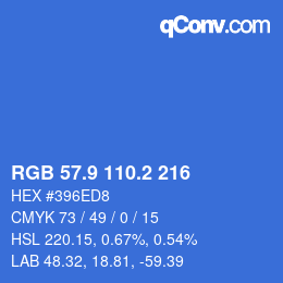 カラーコード: RGB 57.9 110.2 216 | qconv.com