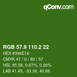 カラーコード: RGB 57.9 110.2 22 | qconv.com