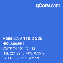 カラーコード: RGB 57.9 110.2 225 | qconv.com