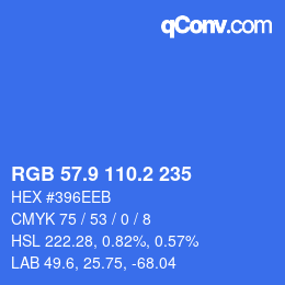 カラーコード: RGB 57.9 110.2 235 | qconv.com