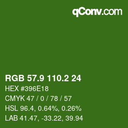カラーコード: RGB 57.9 110.2 24 | qconv.com