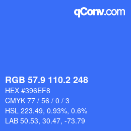 カラーコード: RGB 57.9 110.2 248 | qconv.com