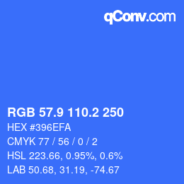 カラーコード: RGB 57.9 110.2 250 | qconv.com