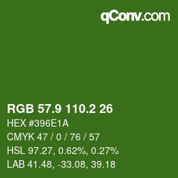 カラーコード: RGB 57.9 110.2 26 | qconv.com