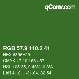カラーコード: RGB 57.9 110.2 41 | qconv.com