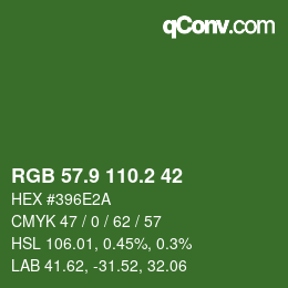 カラーコード: RGB 57.9 110.2 42 | qconv.com