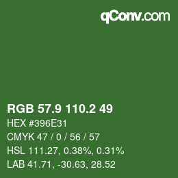 カラーコード: RGB 57.9 110.2 49 | qconv.com