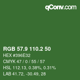 カラーコード: RGB 57.9 110.2 50 | qconv.com