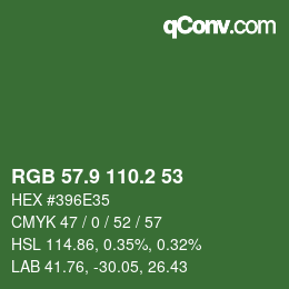 カラーコード: RGB 57.9 110.2 53 | qconv.com
