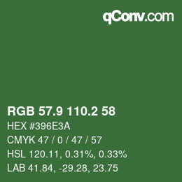 カラーコード: RGB 57.9 110.2 58 | qconv.com