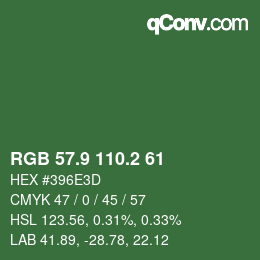 カラーコード: RGB 57.9 110.2 61 | qconv.com