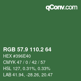 カラーコード: RGB 57.9 110.2 64 | qconv.com