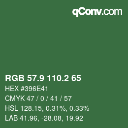 カラーコード: RGB 57.9 110.2 65 | qconv.com