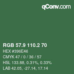 カラーコード: RGB 57.9 110.2 70 | qconv.com