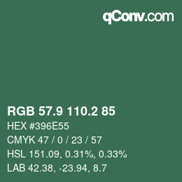 カラーコード: RGB 57.9 110.2 85 | qconv.com