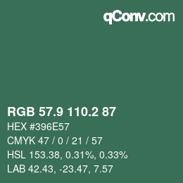 カラーコード: RGB 57.9 110.2 87 | qconv.com