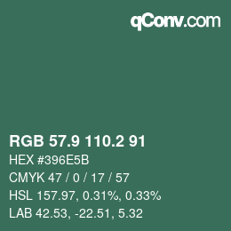 カラーコード: RGB 57.9 110.2 91 | qconv.com