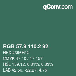 カラーコード: RGB 57.9 110.2 92 | qconv.com